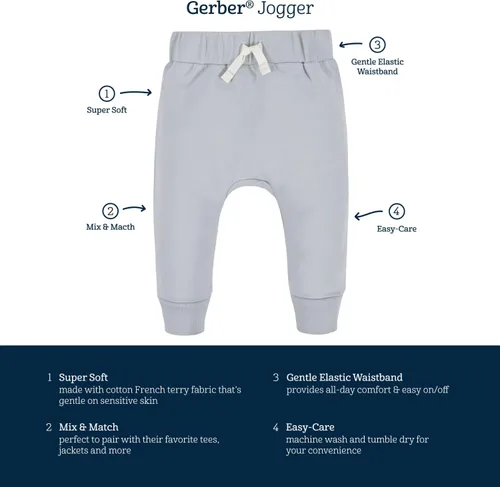 Miniatura 5 de Gerber Paquete de 3 pantalones deportivos para bebés y niños pequeños