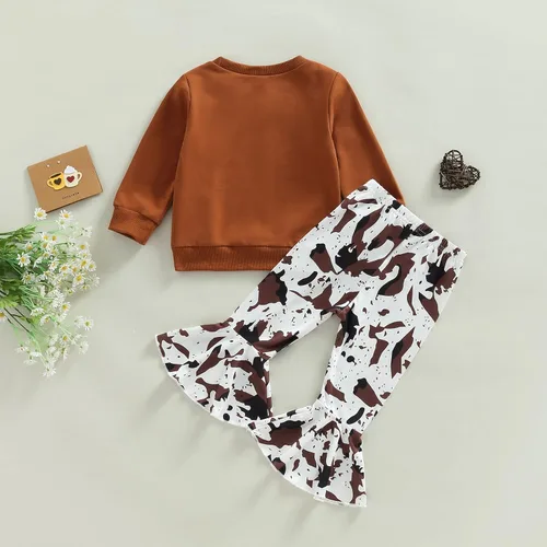 Miniatura 62 de Kaipiclos Ropa occidental para bebé niña, con lindo estampado con volantes, manga larga, pantalones para otoño e invierno, trajes de vaquera