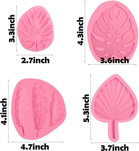 Miniatura 2 de Moldes grandes para fondant de hojas de tortuga, moldes de silicona para plantas de helecho de palma hawaiana, moldes de chocolate para hornear