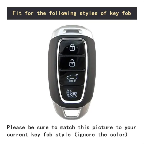 Miniatura 4 de Smart Key Fob - Funda de silicona negra de fibra de carbono compatible con Hyundai Accent Azera Elantra GT Grandeur I30 IG IX35 Kona Palisade Santa