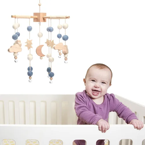 Miniatura 3 de Móvil de bebé para cuna Cuna de bebé, cuna de bebé, luna de estrella móvil para bebés niños y niñas Decoración bohemia para guardería Juego