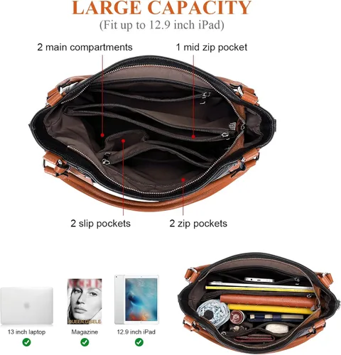 Miniatura 7 de Over Earth Bolsos de cuero suave para mujer, bolso de hombro tipo hobo grande