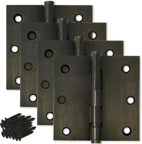 Miniatura 8 de Solid Brass Door Hinge Heavy Duty Ball Bearing 3.5 x 3.5 Inch - Set of 2 Hinges (Antique Brass)