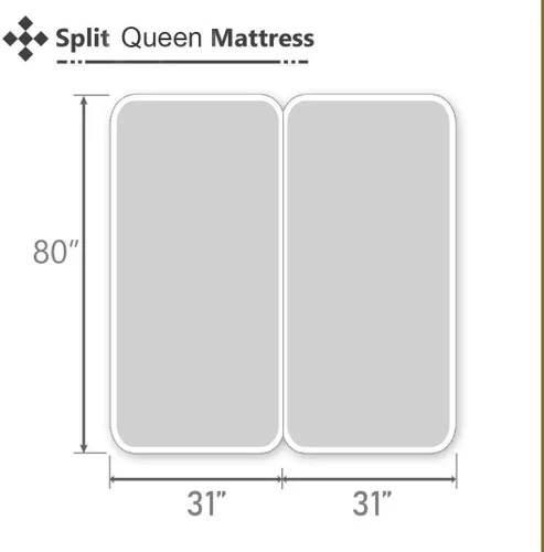 Miniatura 2 de Juego de sábanas de 5 piezas tamaño King dividido en color azul claro para camas ajustables, juego de sábanas divididas tamaño King de 800 hilos