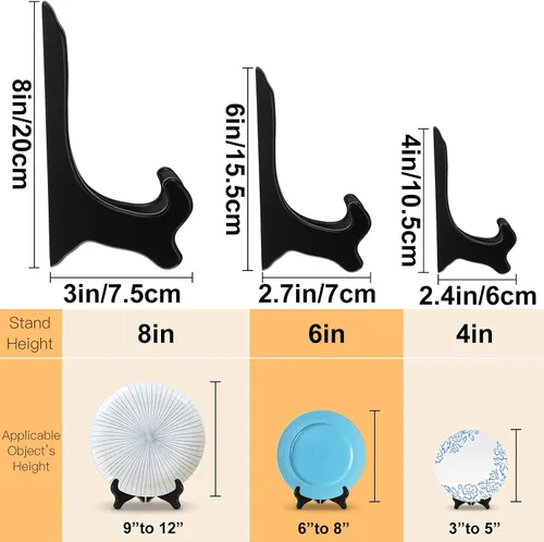Miniatura 2 de Geelin 3 soportes de madera decorativos para platos, soporte de caballete negro para exhibir fotos, libros de cocinero, certificados de arte
