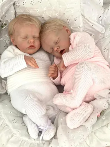 Miniatura 5 de Anano Muñecas Reborn Bebés Gemelos Niño y Niña, Muñecas de Bebé Realistas de 18 Pulgadas de Silicona Cuerpo Completo, Muñecas de Bebé de Silicona