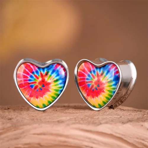 Miniatura 3 de 2 medidores de oreja de acero inoxidable con forma de corazón para orejas