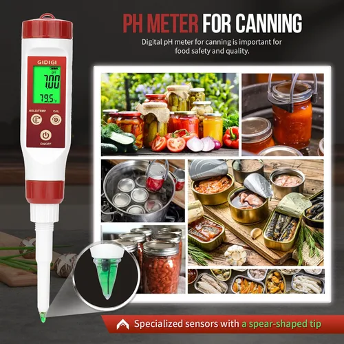 Miniatura 5 de Medidor de pH para alimentos Medidor de pH digital para fermentación Salsa picante Enlatado Punta de lanza Probador de alimentos pH Sonda