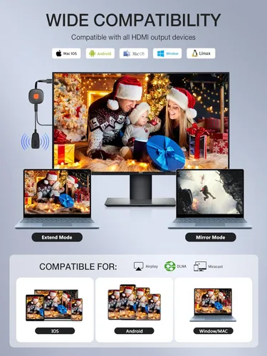 Miniatura 4 de Adaptador de dongle inalámbrico de pantalla HDMI 4K, TIMBOOTECH WiFi HDMI Dongle adaptador receptor de video de fundición