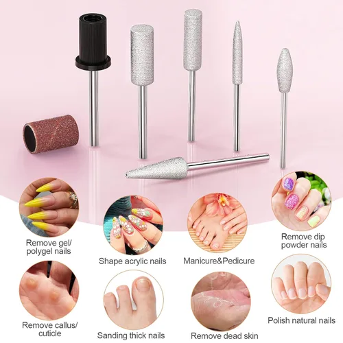 Miniatura 5 de Taladro de uñas eléctrico de 20000 rpm, compacto, portátil, Efile, profesional, manicura y pedicura, kit de taladro de lima de uñas para acrílico