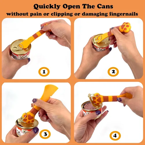 Miniatura 2 de Joyinjojo 2 Pack Cuchara para Comida de Perro y Gato, Linda Cuchara Abrelatas de Silicona con Forma de Pata de Mascota para Comida Húmeda y Enlatada