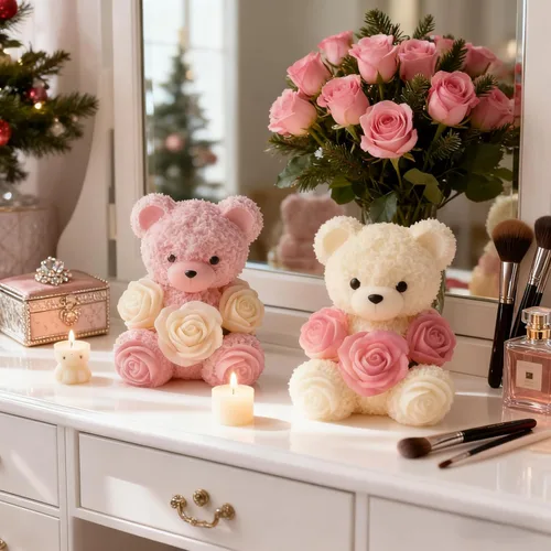Miniatura 5 de 2 moldes de silicona de oso de rosas, moldes para hacer velas de oso de peluche 3D, adorno para moldes de resina epoxi para manualidades, molde