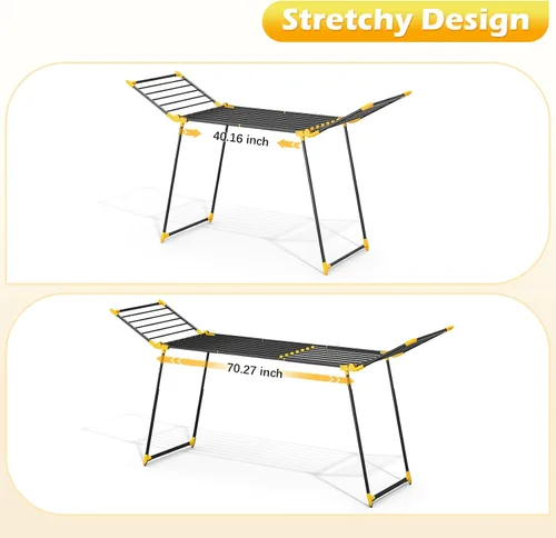 Miniatura 2 de APEXCHASER Tendedero plegable para ropa de cama, toallero, resistente, para uso en interiores y exteriores, 21.9 pulgadas de ancho x 100 pulgadas