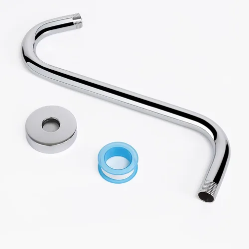 Miniatura 6 de Brazo de ducha en forma de S, tubo de extensión de cabezal de ducha de altura alta, conexión estándar de 1/2 pulgada con brida, impresionante
