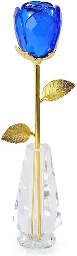 Miniatura 5 de Florero de rosa individual, exhibición de jarrón de cristal para rosa bañada en oro de 24 quilates, soporte de cristal transparente Forever Roses
