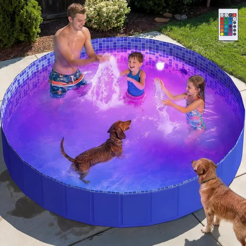 Miniatura 16 de Piscina inflable para niños, almohadilla antideslizante para patio trasero, piscina infantil de PVC grueso para interiores y exteriores, estanque