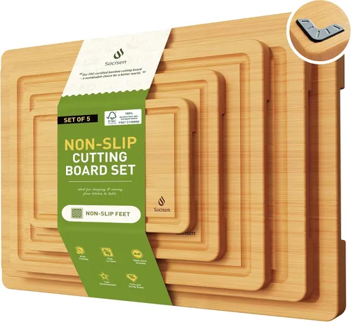Miniatura 12 de Set de Tablas de Cortar de Bambú con Pies Antideslizantes para Sobre el Fregadero Regalos Mejor Mamá Mejor para Mamá Adicional Mamá Ocupada de Marrón