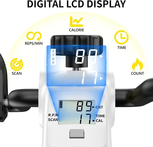 Miniatura 8 de MOMODA Under Desk Bike Pedal Exerciser with LCD Display Portable Mini Exercise Bike for Arm and Leg 2-Blanco