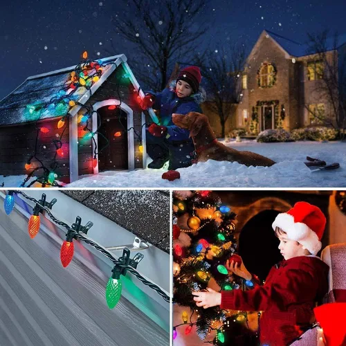 Miniatura 6 de Paquete de 50 bombillas LED C9 multicolor de repuesto para luces de Navidad, inastillables e impermeables, bombillas LED C9 de plástico para cadenas
