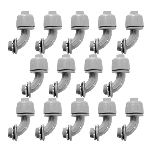 Conectores de conducto hermético de 1/2 pulgada, conector no metálico NPT para accesorios de conducto flexibles eléctricos de PVC, 90 grados, para
