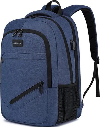Miniatura 10 de Mochila Asenlin para portátil de viaje para mujeres y hombres, mochila resistente al agua para negocios, delgada y resistente, con puerto USB
