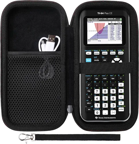 Funda para calculadora gráfica Texas Instruments TI-84 Plus CE/TI-84 Evo/TI 84 Plus/TI-Nspire CX II CAS/TI-Nspire CX II, bolsillo de malla para Negro