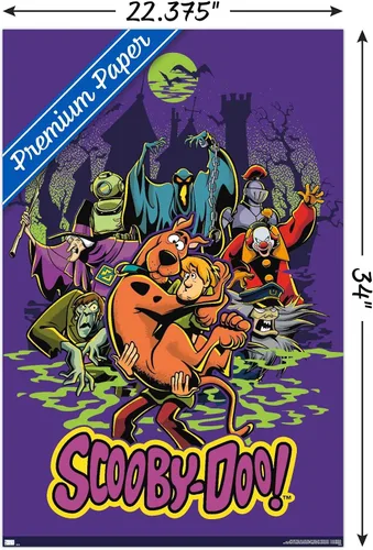 Miniatura 3 de Scooby-Doo - Póster de pared del grupo de villanos, 22.4 pulgadas de largo x 14.7 pulgadas de ancho, versión enmarcada de madera de granero
