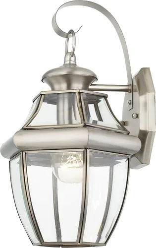 Miniatura 3 de Livex Lighting 2151-91 Monterey - Farol de pared de latón macizo con acabado de níquel cepillado para exteriores, 13 x 8.5 x 8.25 pulgadas