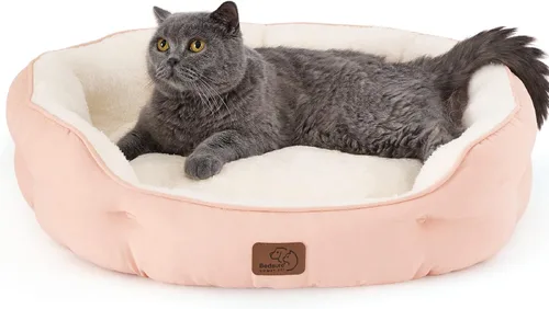 Miniatura 16 de Bedsure Camas refrescantes para perros pequeños, camas redondas para gatos de interior, cama lavable para cachorros y gatitos con parte inferior Azul
