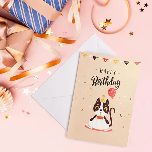 Miniatura 6 de Tarjetas de cumpleaños, tarjeta de feliz cumpleaños ligera y música, divertida tarjeta de felicitación de cumpleaños de gato desplegable en 3D