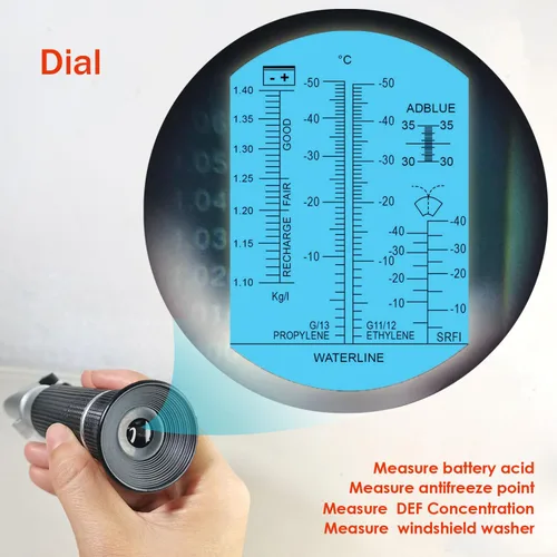 Miniatura 2 de Refractómetro de refrigerante anticongelante 4 en 1 DEF para sistema anticongelante de automóviles, líquido de escape diesel, ácido de batería