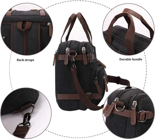 Miniatura 6 de CROCOD Mochila convertible 3 en 1 para laptop, bolsa de mensajero de 17.3 pulgadas para hombres, bolsa multifuncional de viaje para laptop para Negro