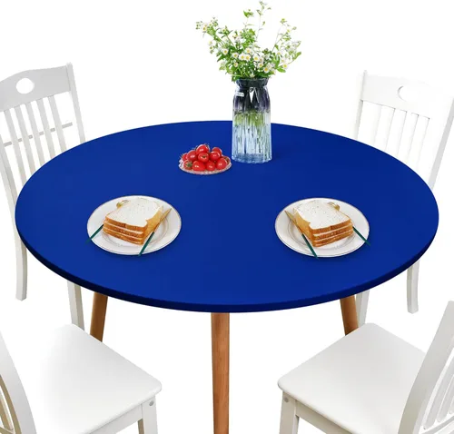 Miniatura 11 de NEWISHER - Funda para mesa redonda ajustable de spandex, mantel elástico con borde elástico negro para mesa de 60 pulgadas, apto para comedor