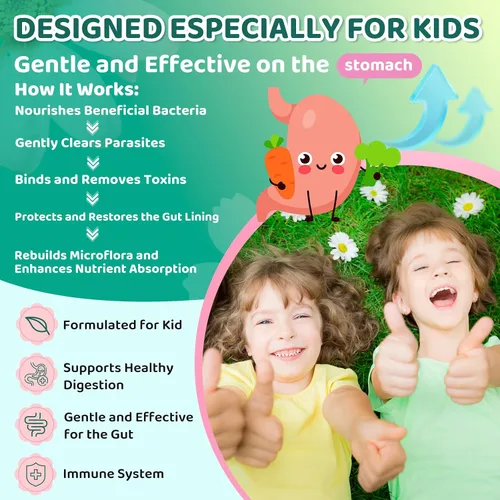 Miniatura 5 de Limpieza de parásitos 21 en 1 para humanos y niños, gotas líquidas de limpieza intestinal a base de hierbas, ajenjo, nuez negra, zeolita, clorella