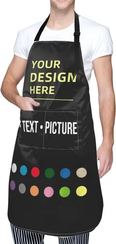 Miniatura 9 de Delantales personalizados personalizados para cocinar, hornear, barbacoa, diseño con tu nombre de imagen, logotipo, para mujeres y hombres