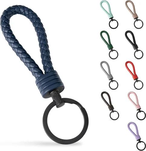 Miniatura 17 de SERASAR Leather Keychain [Strong] - with Additional Stainless Steel Key Ring for Small Keys - with Gift Box Rojo