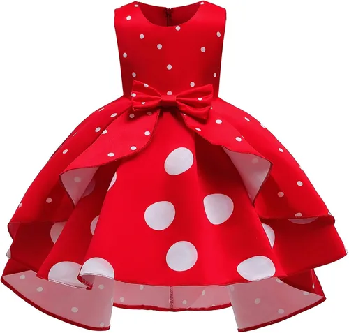 Miniatura 2 de Elegante vestido de lunares para niñas, para iglesia, vacaciones, concursos, cumpleaños, fiesta de té, vestido de fiesta de princesa vintage, 2-10