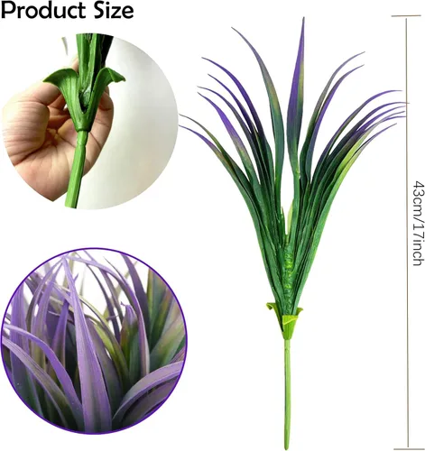 Miniatura 7 de 8 piezas de plantas falsas para exteriores, resistentes a los rayos UV, plantas de césped alto artificiales, flores tropicales, arbustos, decoración