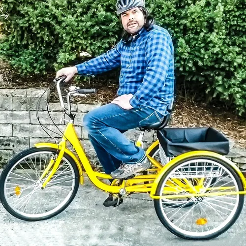 Miniatura 7 de Triciclo para adultos de 24/26 pulgadas, 7 velocidades, triciclo de 3 ruedas para adultos para mujeres/hombres/personas mayores, bicicleta de tres