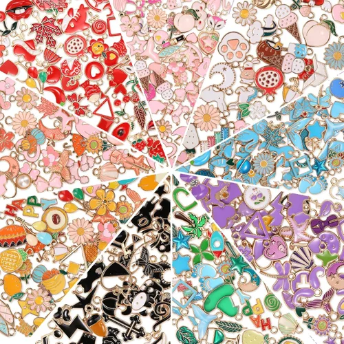 300 Dijes para Fabricación de Joyas, Lote Surtido al Por Mayor Chapado en Oro con Esmalte para Aretes DIY, Collares, Pulseras, Fabricación de Joyas