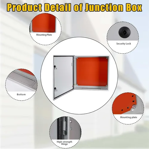 Miniatura 4 de Caja eléctrica de acero de NEMA, impermeable IP66 y a prueba de polvo, caja de conexiones con cerradura para exteriores/interiores Tamaño de la caja