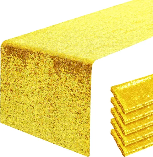 Miniatura 48 de Pufogu - Camino de mesa de lentejuelas brillantes de 12 x 72 pulgadas para fiestas de cumpleaños, decoración de bodas, despedidas de soltera