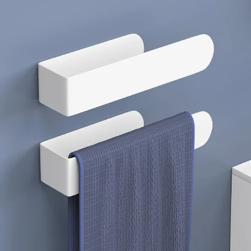 Miniatura 16 de HUFEEOH Paquete de 2 soportes adhesivos para toallas de mano, soporte adhesivo para toallas montado en la pared, soporte de toalla de cocina