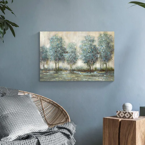 Miniatura 3 de Lienzo de pintura de árbol, arte de pared, bosque texturizado, paisaje, naturaleza, árboles, paisaje, ilustración, dormitorio, sala de estar
