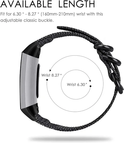 Miniatura 5 de FINTIE Bandas compatibles con Fitbit Charge 4 3 3SE, correa de repuesto de nailon suave (negro)