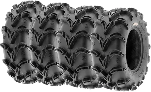 Juego de 4 neumáticos SunF 25x8-12 delanteros y 25x10-12 traseros Deep Mud + Trail ATV UTV Off-Road Neumáticos, 6PR, sin cámara A050