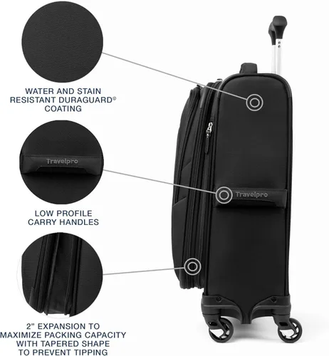 Miniatura 43 de Travelpro Maxlite 5 - Juego de 2 piezas de equipaje de mano de tela, expandibles con 4 ruedas giratorias, bolso blando para debajo del asiento, Negro