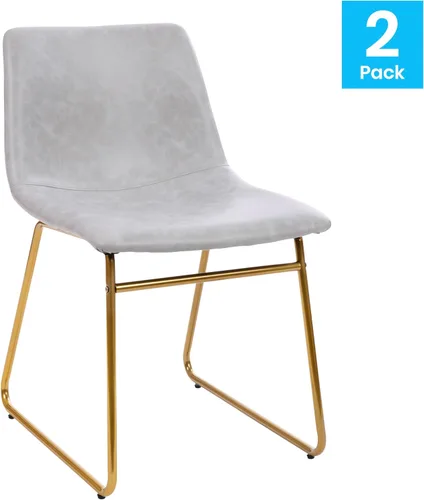 Miniatura 4 de Flash Furniture Butler LeatherSoft - Juego de 2 sillas de altura para mesa de comedor de 18 pulgadas, estilo moderno de mediados de siglo
