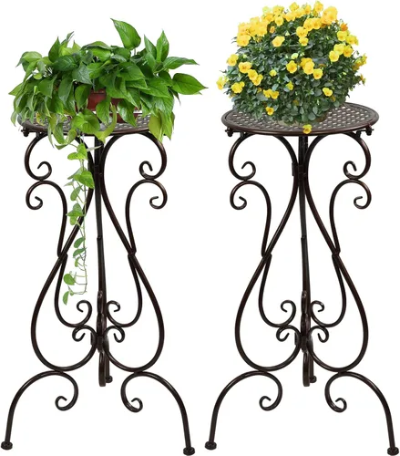 Miniatura 10 de NAKUPE Soporte de metal para plantas para interiores y exteriores, soportes para macetas individuales de 22.5 pulgadas de alto, soporte de pedestal