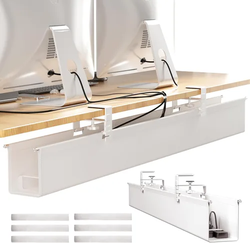 Miniatura 10 de Cinati - Bandeja grande de organización de cables para debajo del escritorio, organizador de cables para debajo del escritorio, sin taladros, Negro